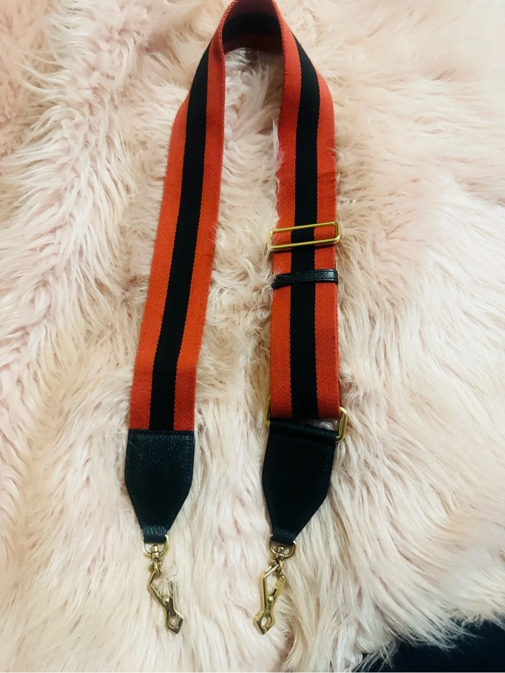Gucci Red and Black Striped Messenger Strap with Gold Hardware